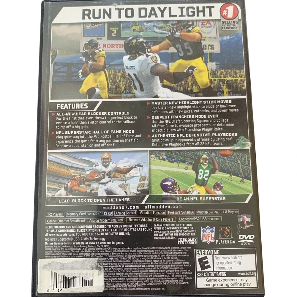 Madden NFL 07 PS2 Case & Manual with NCAA Football 10 Disc Sony PlayStation 2‎